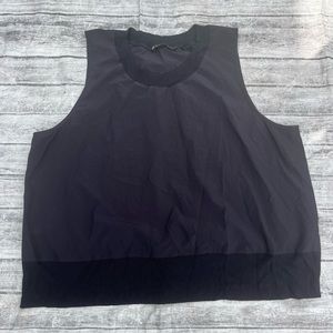 Athleta Zephyr Sleeveless Shell Pullover Ribbed Tank Top Featherweight XL black